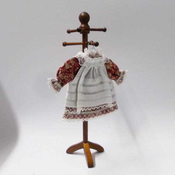Dolls House child's Victorian dress with apron on hanger