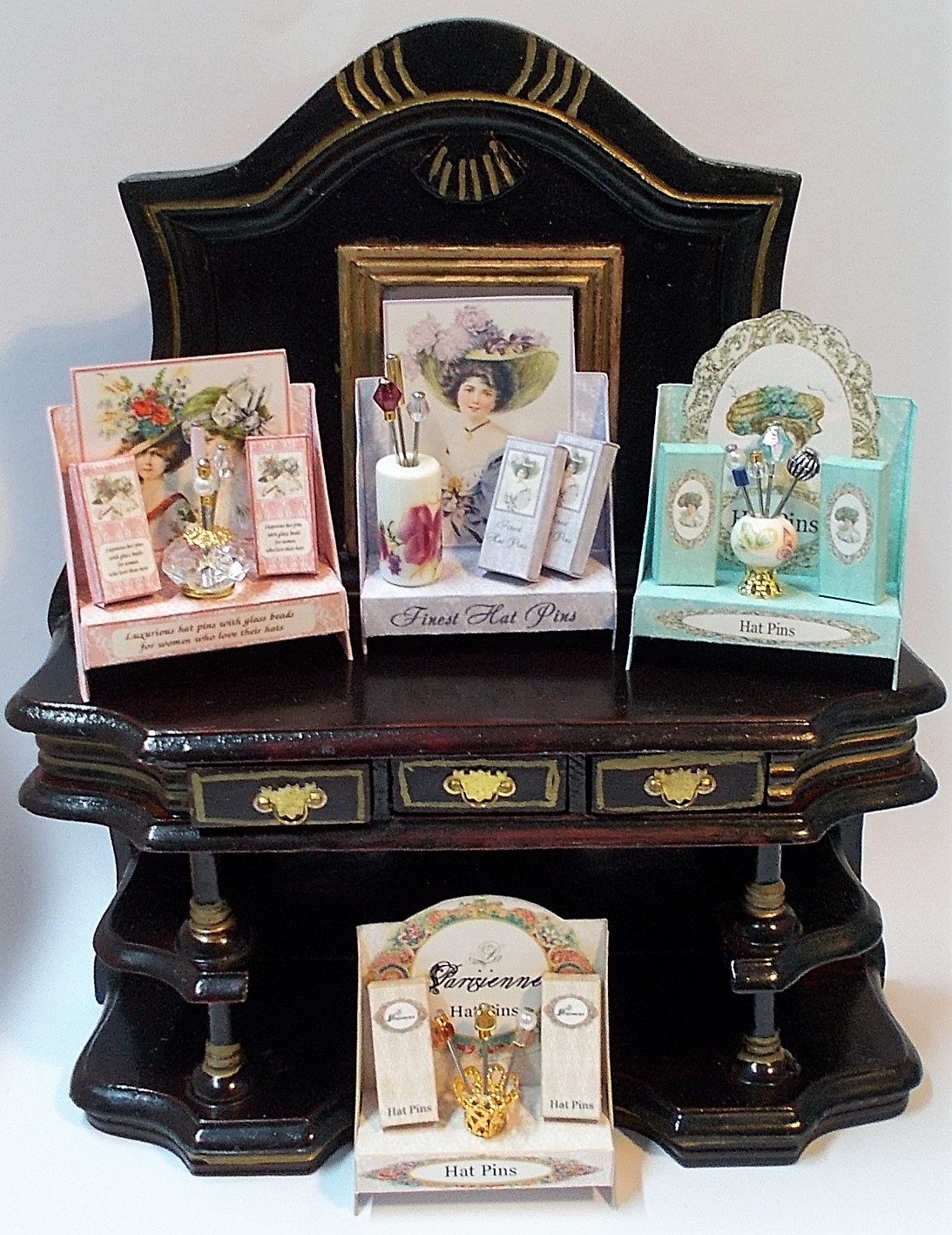 dollhouse miniature 1/12th scale hat pin box