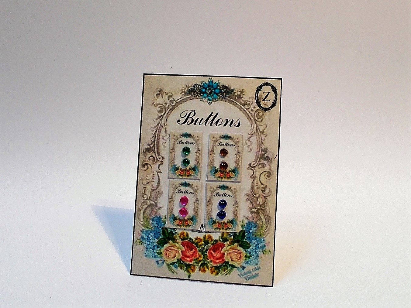 Button Display Stand - Vintage Floral - ZENA'S MINIATURES