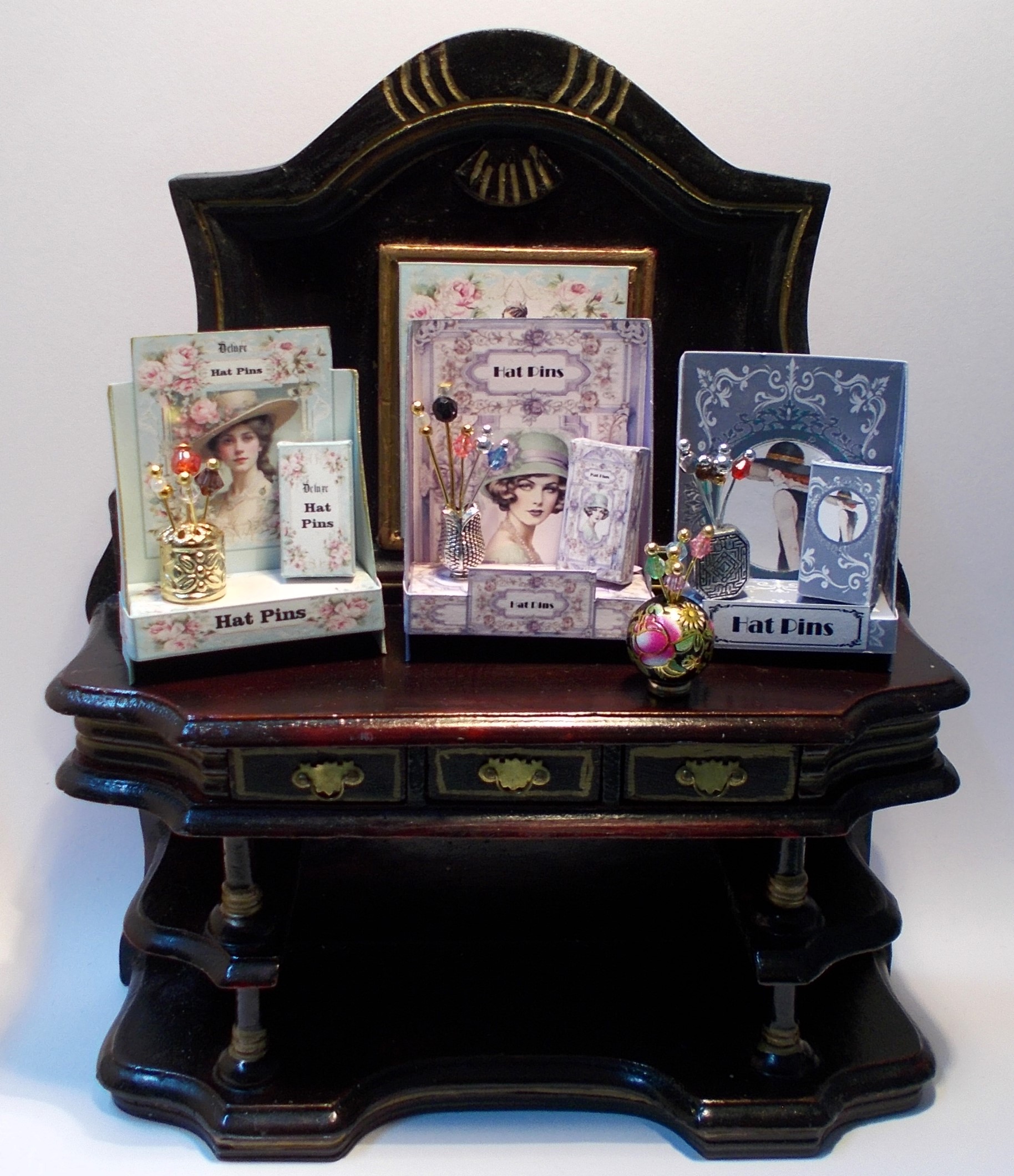 dollhouse miniature 1/12th scale hat pin box
