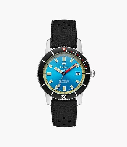 Zodiac Super Sea Wolf Compression Diver Auto Rubber Strap Watch