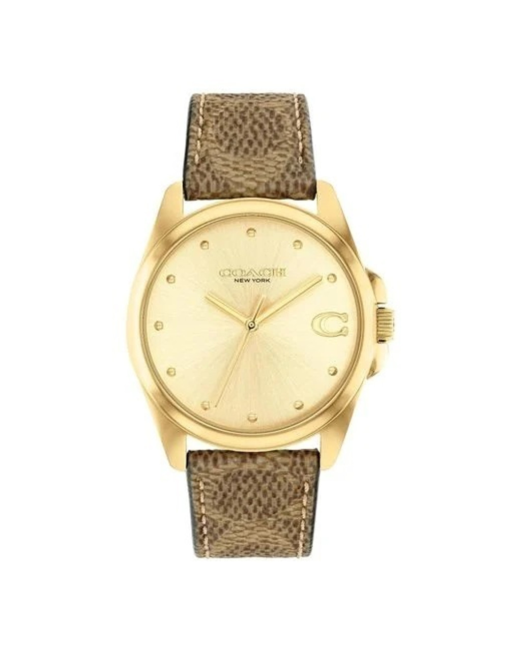 COACH コーチ 14504111 グレイソン シグネチャーゴールド Coach Greyson Gold Dial Tan Signature Strap 14504111