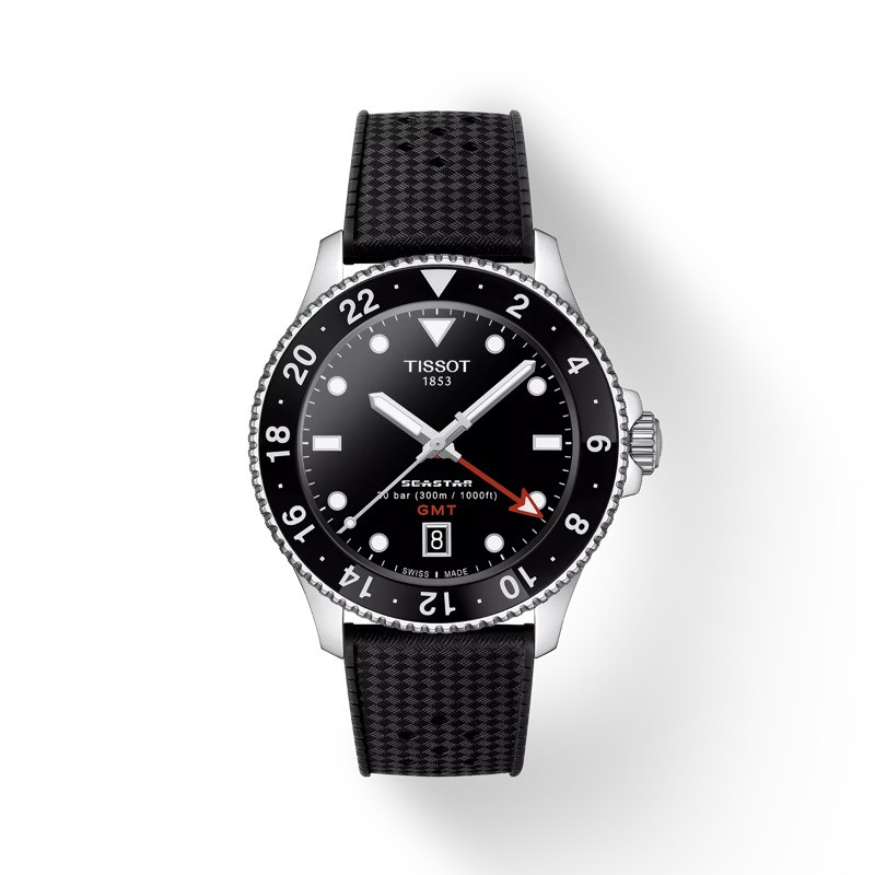Tissot Seastar 1000 Quartz | Black Dial Rubber Band 40mm GMT