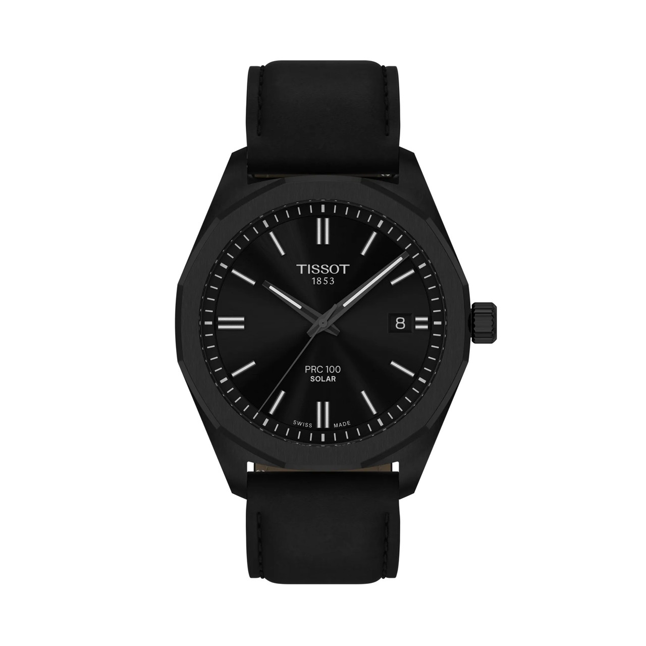 Tissot PRC 100 Solar Quartz | Black Dial Leather Strap 39mm