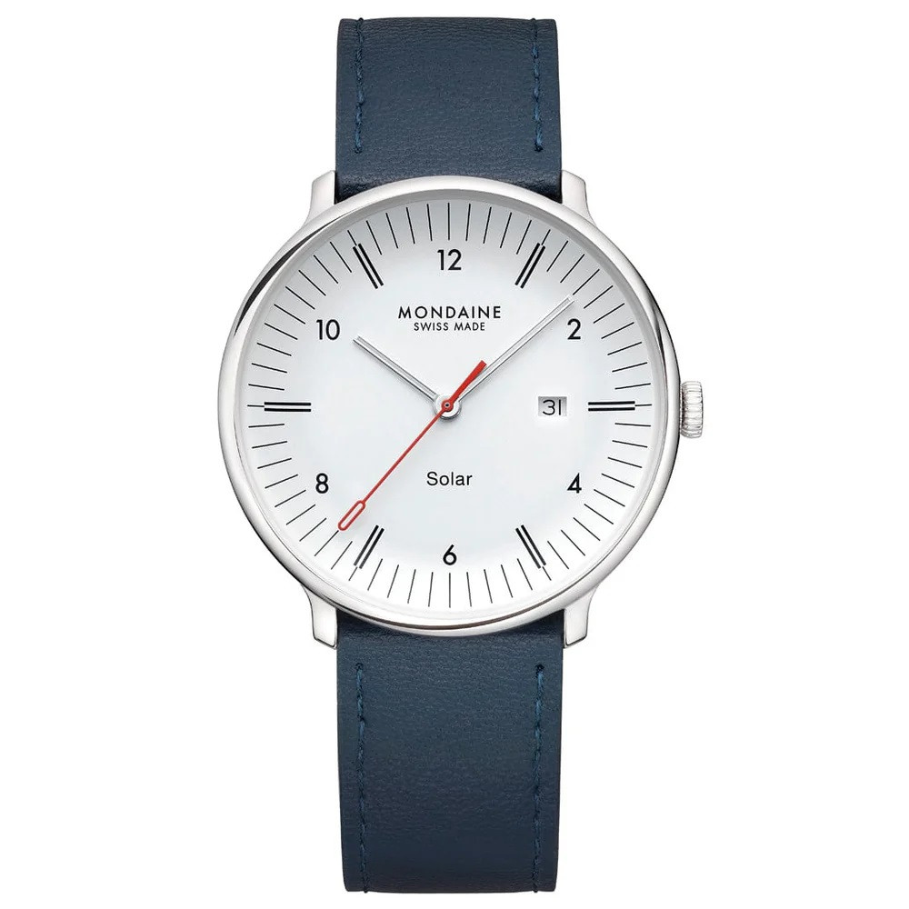 Mondaine Doppio Solar 41 mm Blue Vegan Apple Leather MLE.41910.LDV