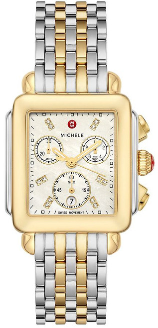 Michele Deco Two-Tone 18K Gold Diamond Dial Watch MWW06A000779 #53095