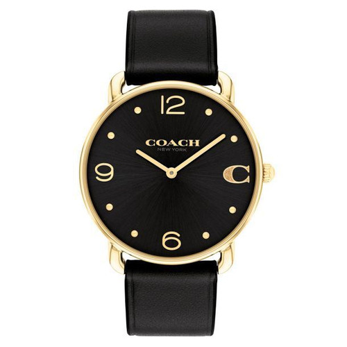 COACH Elliot Black Dial and Black Leather Strap Watch 36mm 14504245