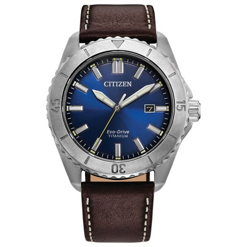 Citizen Eco-Drive Suratto Blue Dial Blue Leather Strap Watch