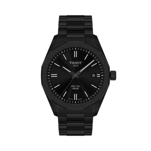 Tissot PRC 100 Solar Quartz | Black Dial Leather Strap 39mm
