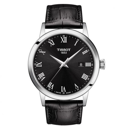 Men's Tissot T-Classic Dream Black Leather Strap Watch T1294101605300