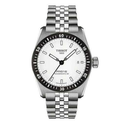 Tissot PR516 T1494071103100 White Dial 38mm, Stainless Steel Case, Stainless Steel Band, Box, Papers
