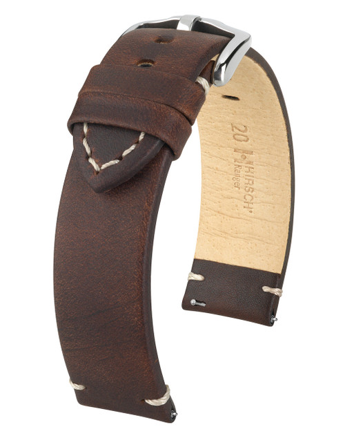 HIRSCH RANGER Vintage style Calfskin Watch Strap 05402010-2-20mm Brown
