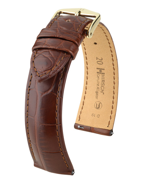 HIRSCH DUKE Alligator Embossed Calfskin Watch Strap 01028010-1-20mm Brown