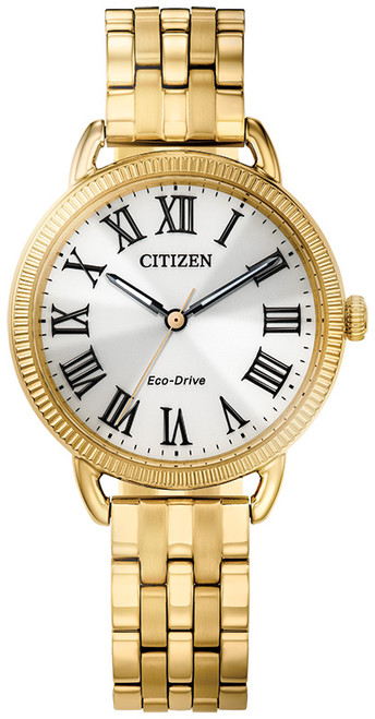 Citizen EM1052-51a white Dial 29mm, stainless steel gold tone Case, stainless steel gold tone Band
