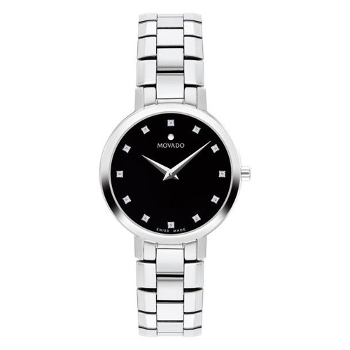 Movado Faceto 28mm Black Diamond Dial 0608181
