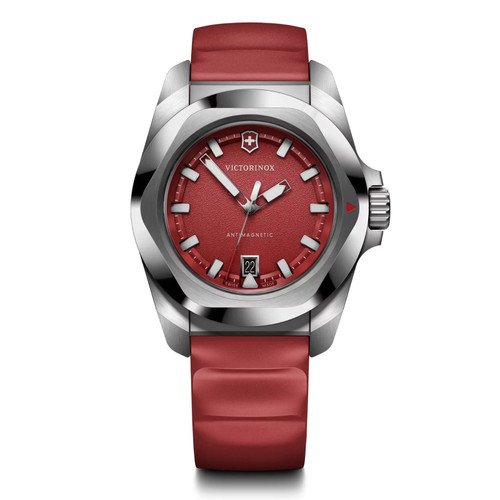 Victorinox I.N.O.X Quartz 41mm Red Dial Red Rubber Strap 242029