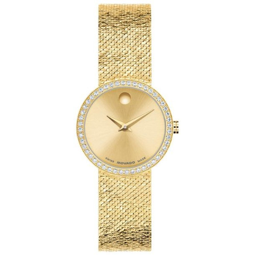 Movado Museum Velura Lab Grown Diamond Gold-Tone Mesh 0607934