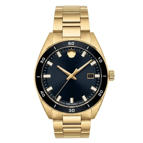 Movado Vantage Gold Tone 40mm Black Dial 0608088