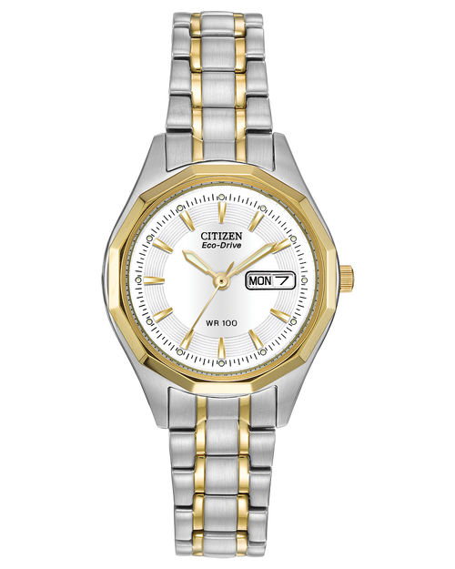 Citizen EW3144-51A white Dial 27mm, stainless steel two tone Case, stainless steel two tone Band