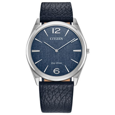 Citizen Eco-Drive Suratto Blue Dial Blue Leather Strap Watch  display picture 2