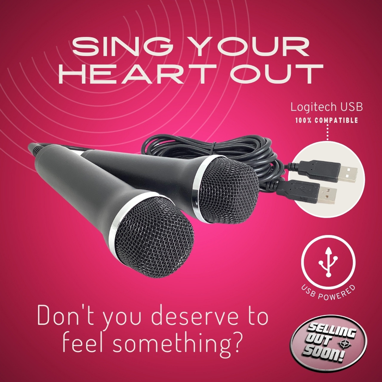 2x Microphone: 2 Logitech-compatible USB mics for singing games PS4 PS3 Wii  Xbox 360 - sellingoutsoon.com.au