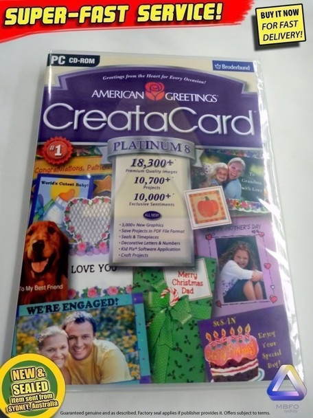 American Greetings Creata Card 8 Platinum (3 CDs) Windows PC Software (Rare)