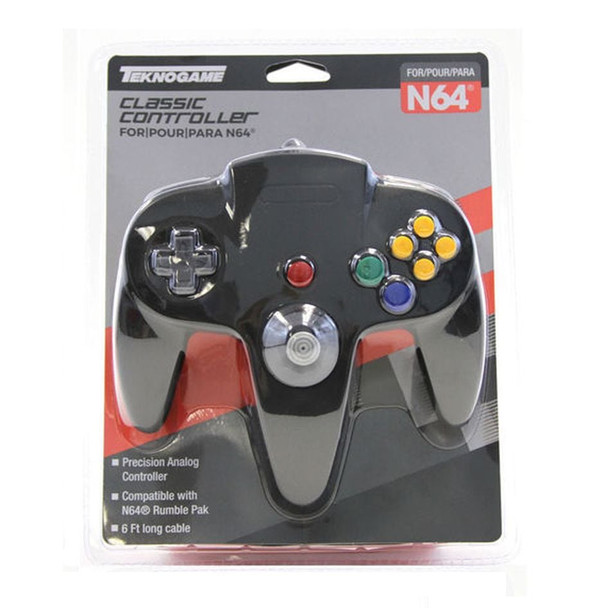 Nintendo 64 Controller BLACK New Teknogame N64 Gamepad Control Pad