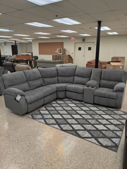 Grey Reclining Sectional with Midde Console