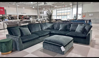 Jade green feather filled cloud sectional 