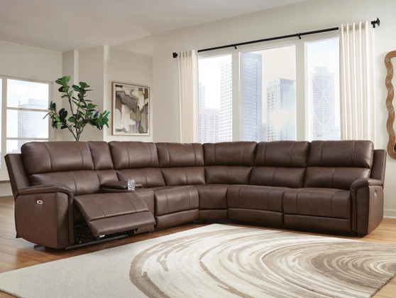Brown genuine leather sectional