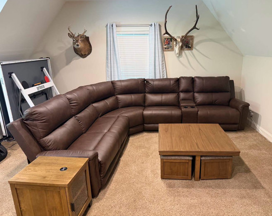 Brown genuine leather sectional