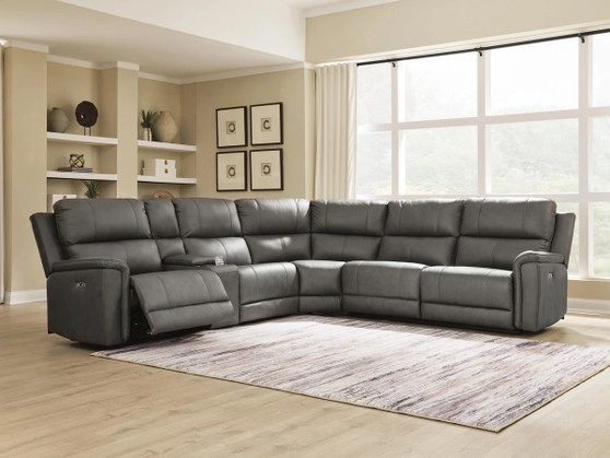 Gray Genuine leather sectional 