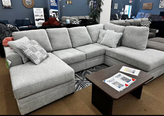 Gray performance fabric sectional 