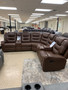 Brown leather reclining sectional #8912