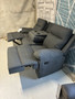 Charcoal reclining Sofa w/drop down console