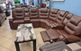 Brown faux leather sectional 