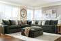 Jade green feather filled cloud sectional 