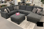 Trackling slate fabric sectional!
