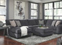 Trackling slate fabric sectional!
