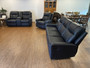 Charcoal leatherette blend reclining sofa set 