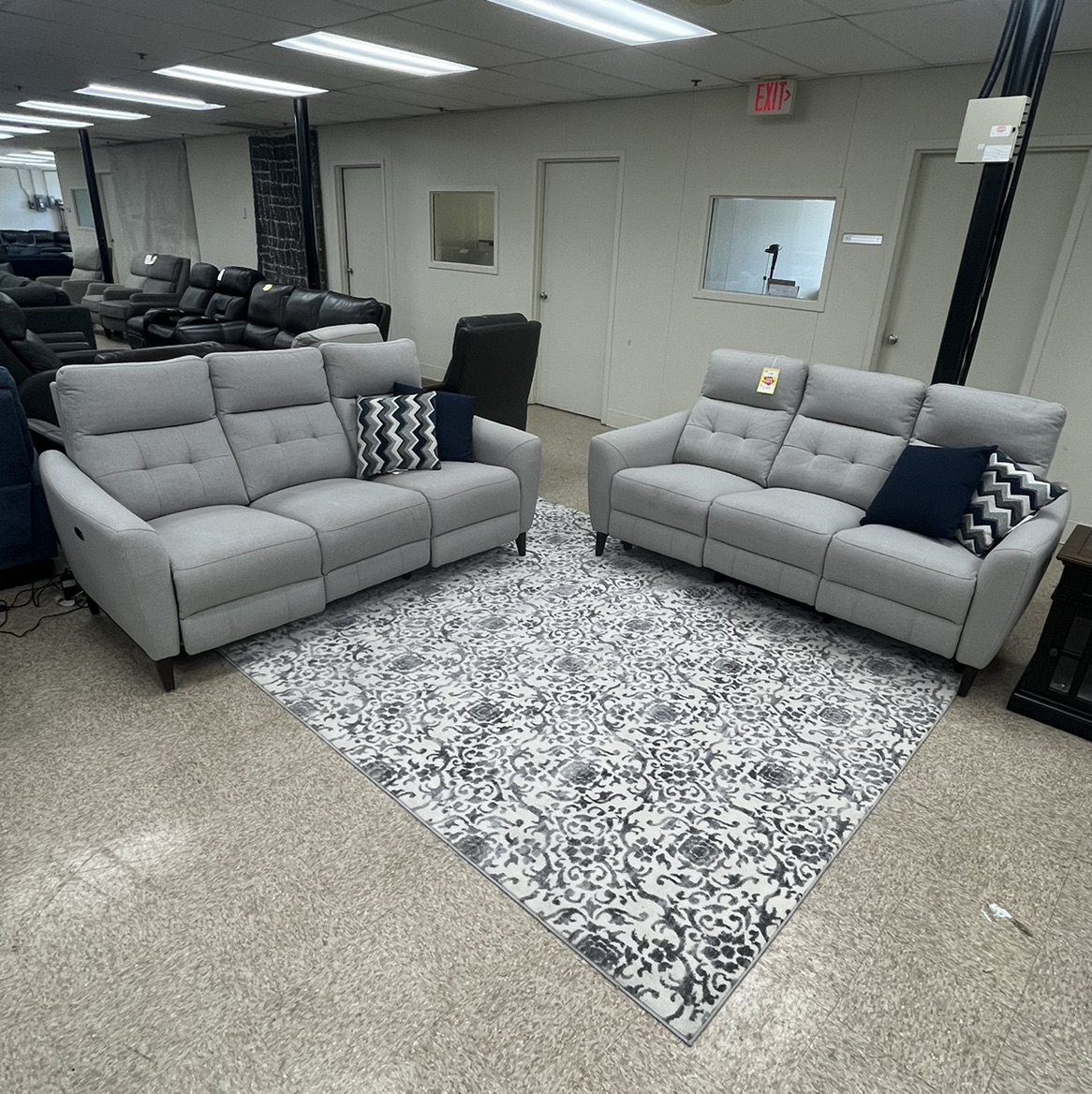 Alpendale fabric reclining sofa set Ressler Furniture LLC