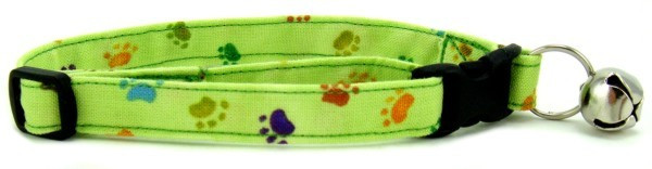 GREEN RAINBOW PAWS CAT COLLAR