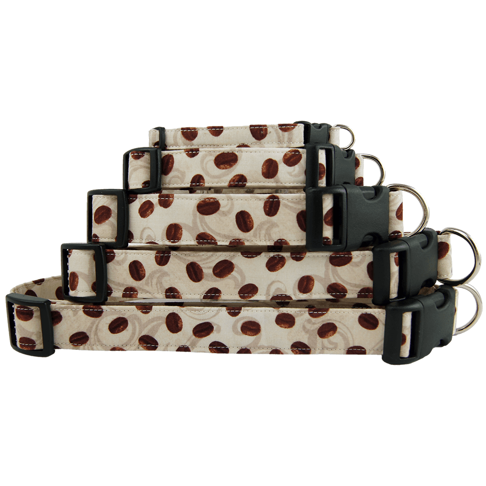 Coffee beans and cream dog collar, stacled