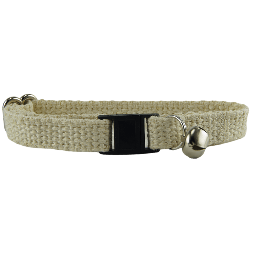 Natural hemp webbing cat collar closed