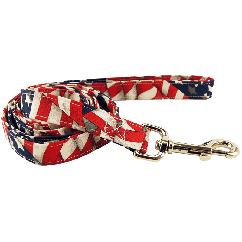 American Flag Stars and Stripes dog leash small width