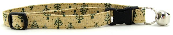 Tan Christmas Trees Cat Collar