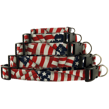 Patriotic waving American flag stars and stripes dog collar