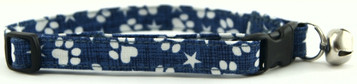 DENIM PAWS & STARS CAT COLLAR