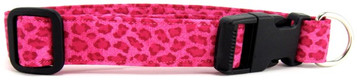 PINK LEOPARD SPOTS DOG COLLAR
