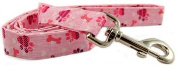 PINK PLAID PAWS DOG LEASH
